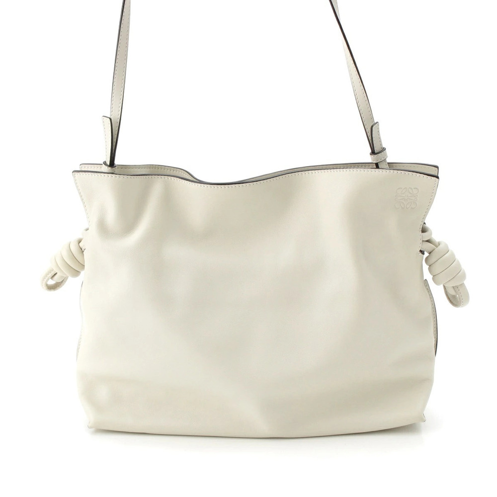 Loewe Anagram Flamenco Clutch Nappa Leather Shoulder Bag White